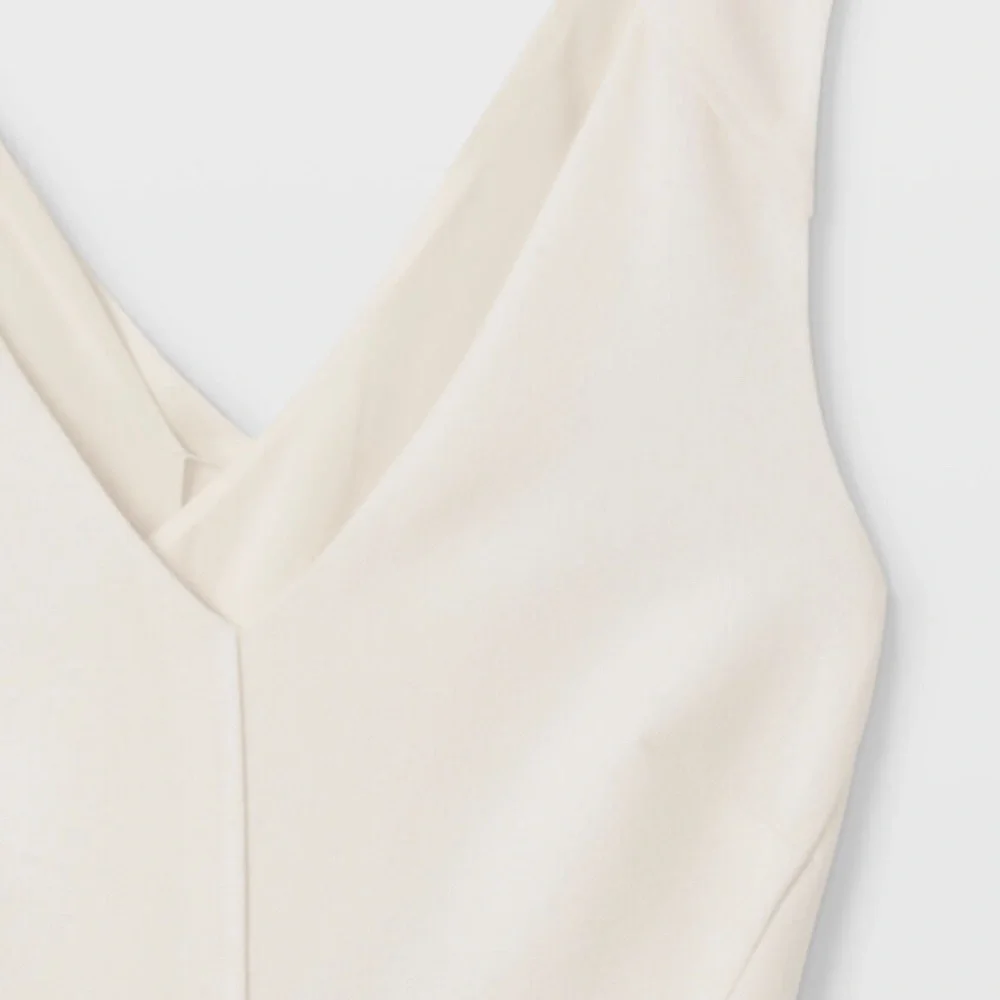 Club Monaco V-Neck Sleeveless Midi Dress - White, Size 4 - Picture 4 of 7